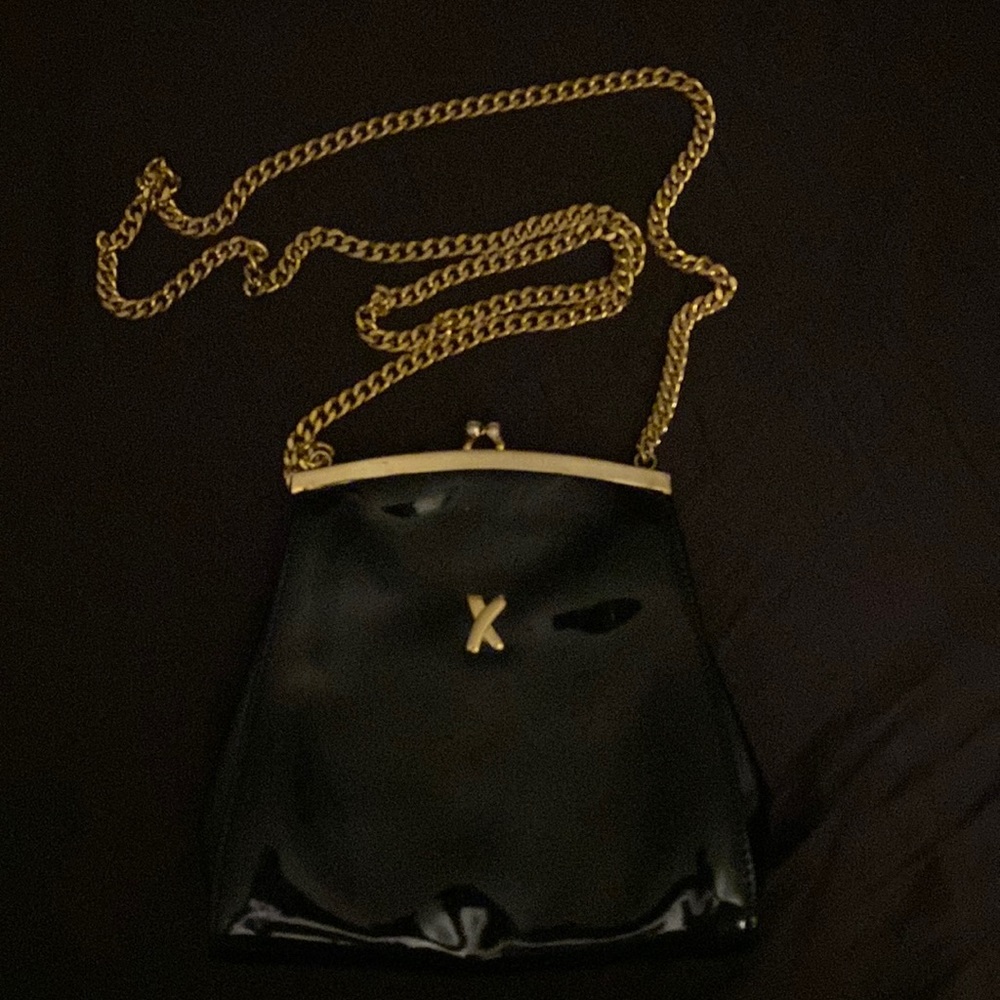 Paloma Picasso Chain Strap Patent Leather Mini Disco Bag Handbag Vintage 80s